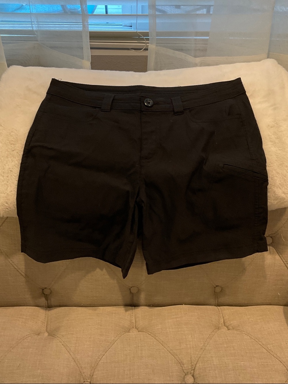 Eddie Bauer Men's Black Flat-Front Casual Shorts